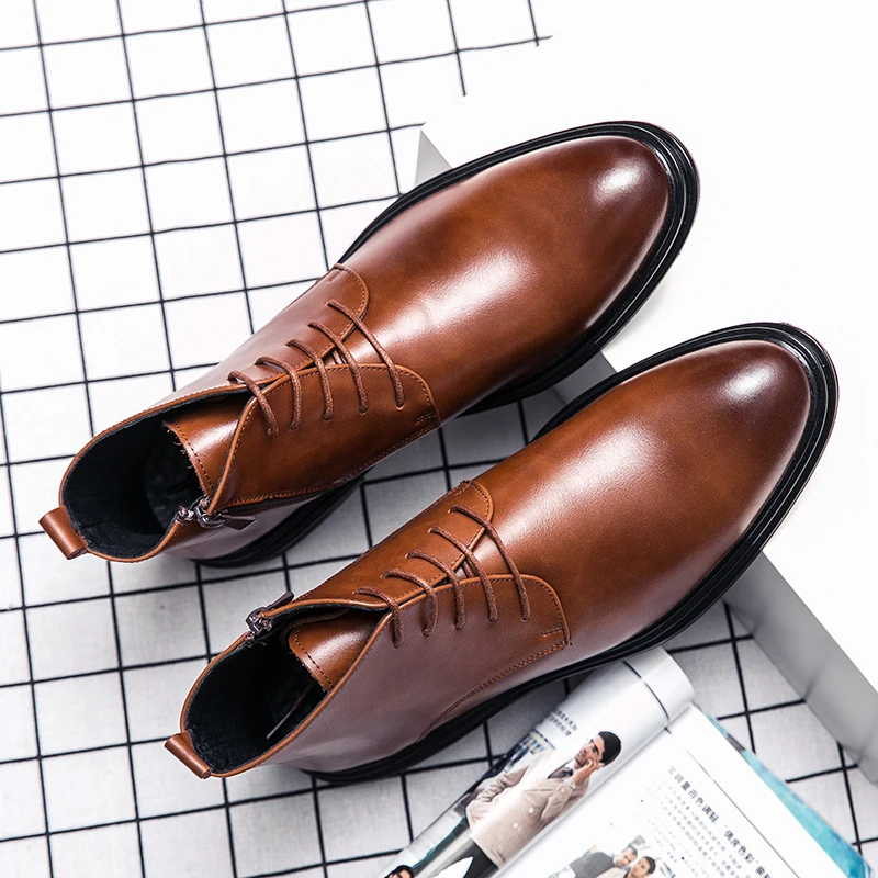 

High Ankle Hot Selling Men Genuine Leather Boots Shoes Dress Oxford for Men, Blue,white