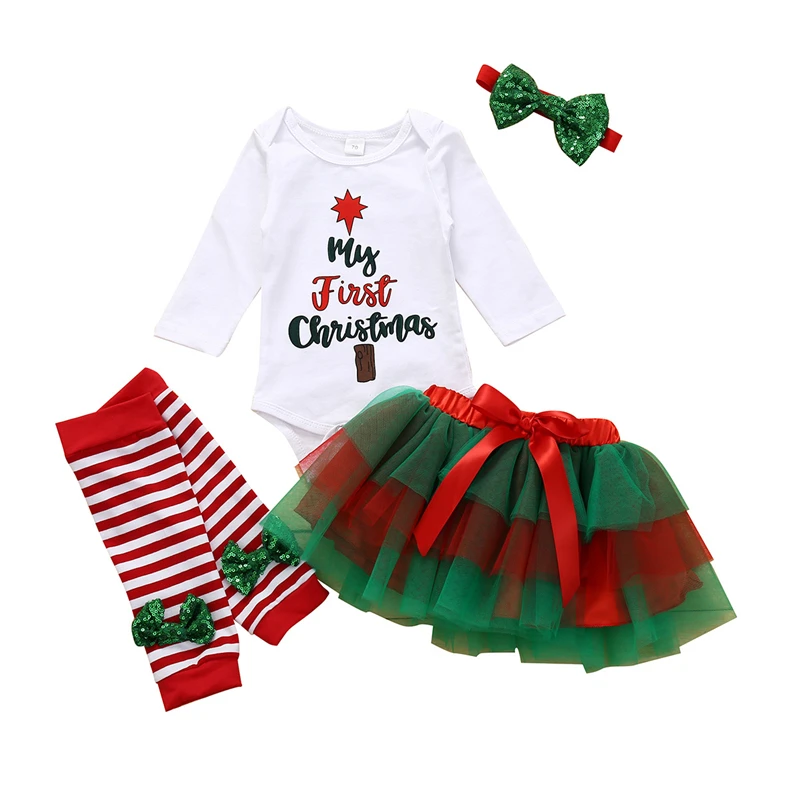 

RTS new style newborn my first christmas tutu set baby girl clothing cute 4pcs baby clothes christmas outfit for girls, As pictures