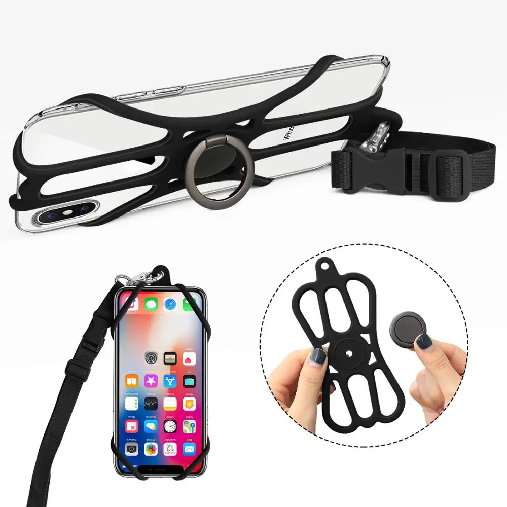 

Popular Outdoor Activities Silicone luxury Phone Case with Strap ring stand with phone holder, Pink,black,grey,blue,purple