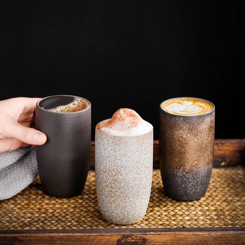 

Japanese Vintag Ceramic Beer Water Milk Mug Porcelain Coffee Cup Pottery Kung Fu Tea Mugs Large Teaware Drinkware Coffee Cups, As picture shows