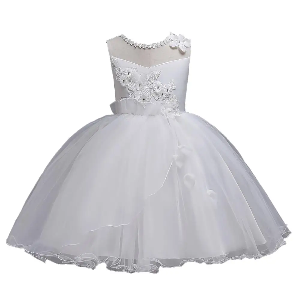 

2021 wholesale high quality white lace girl baby summe puff evening dress for girls, Pink, red, green,white,blue,purple