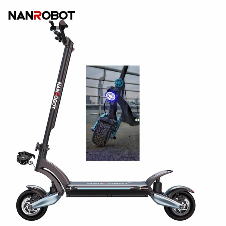 

Nanrobot Lithium Best 1600w High Power Stand Up Buy Online Electric Scooter For Europe, Black and blue details