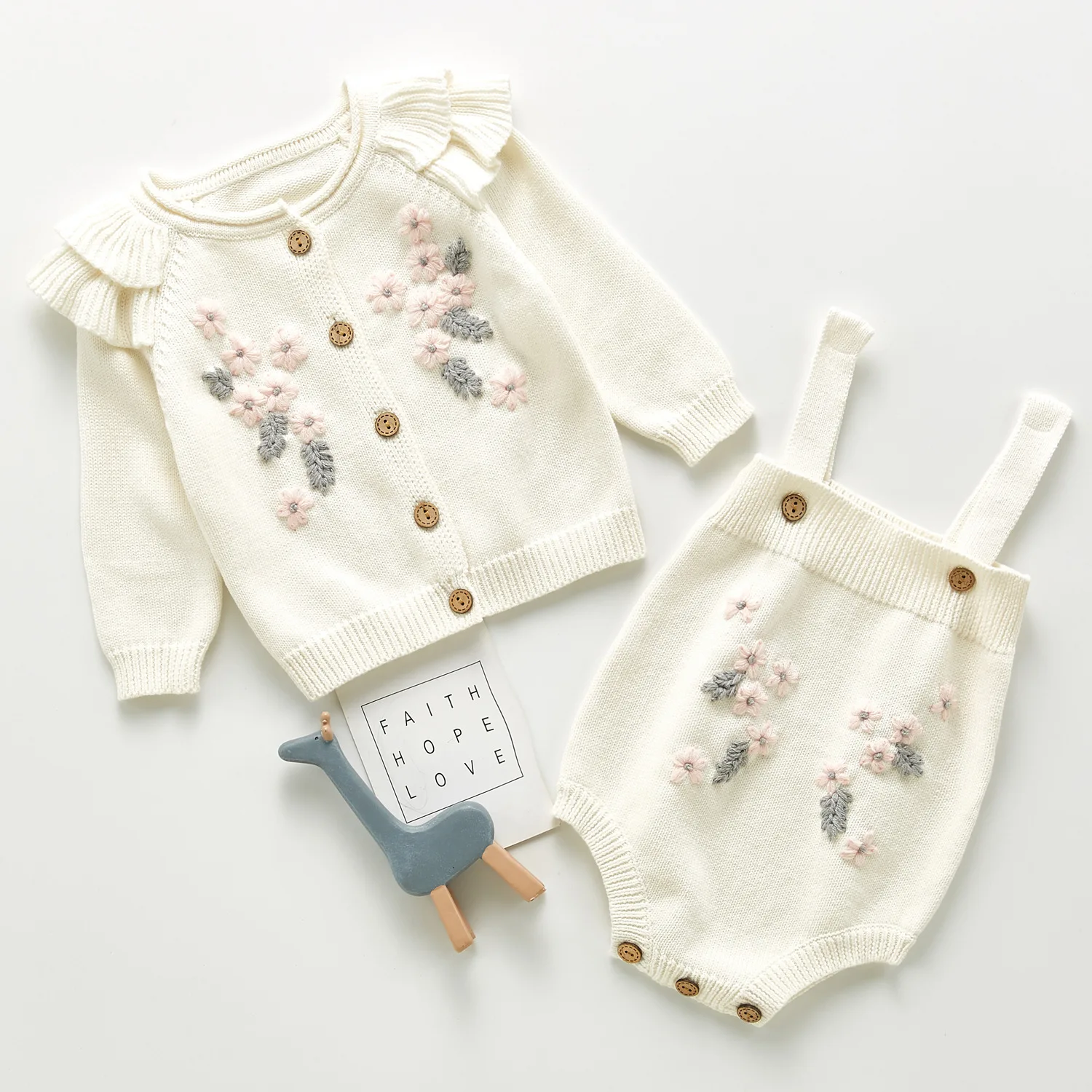 

infants and children 3-6-9 months baby suit flower jacket, suspenders, romper, climbing clothes, two-piece single shot