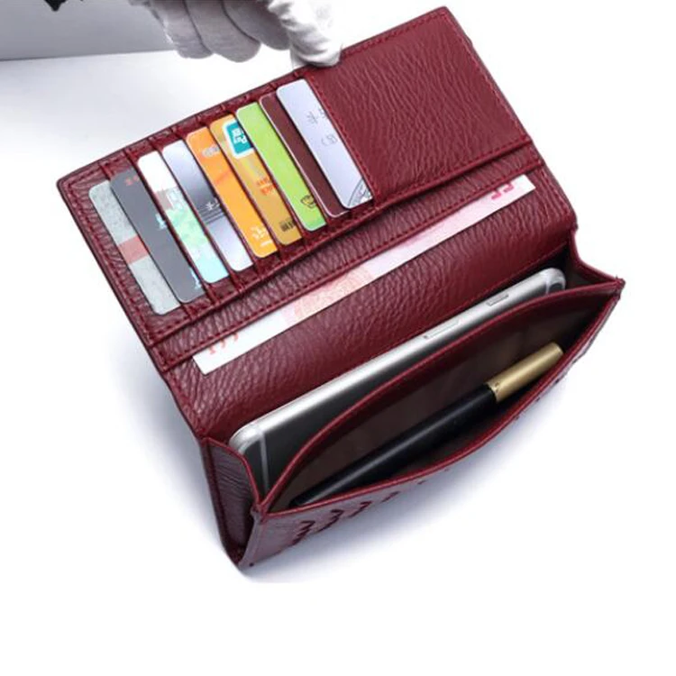 

High quality PU leather woven women phone wallet clutch purse, Light blue/blue/burgundy