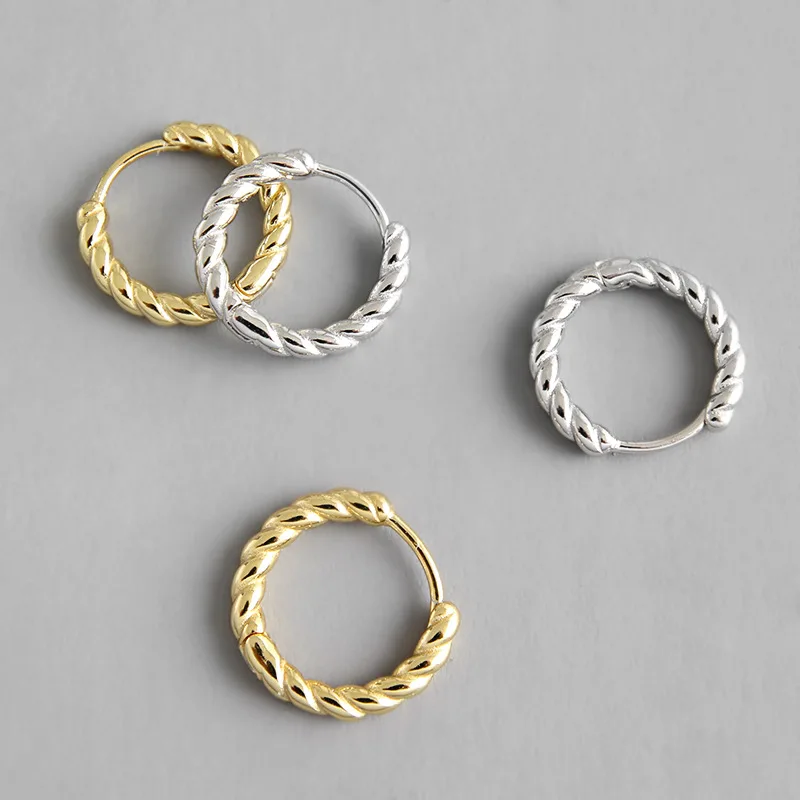 

Real Gold Plated 925 Sterling Silver 1.0CM Twist Round Circle Clip-on Earrings For Sweet Girls Gift