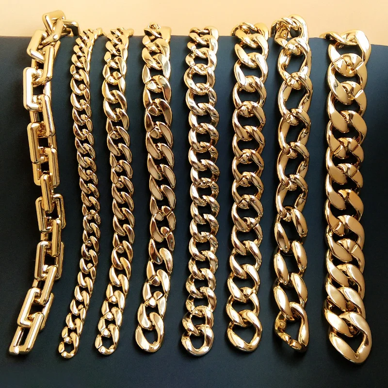 

REWIN Bulk Various Size Gold Electroplated Acrylic Cuban Chain ABS Plastic Resin Open Link Accessories