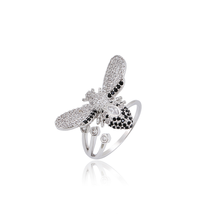 

R-50 Xuping rhodium color bee animals series with fashion stone ladies finger ring