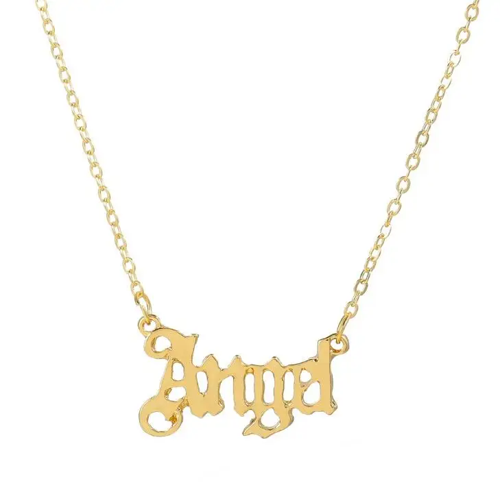 

Classic Adjustable Gold angel letters Pendant Chain Necklace for women