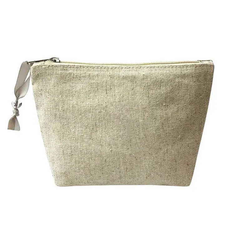 

Natural Hemp Pouch Custom Logo Women Mini Beauty Travel Make up Bag