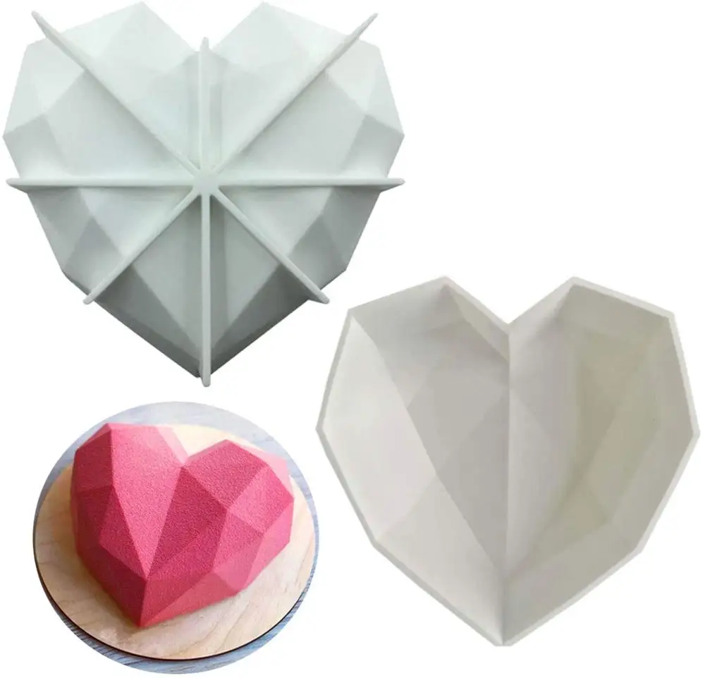 

Silicone Large Heart Diamond Cake Mold Tray for Baking Chocolate Fondant