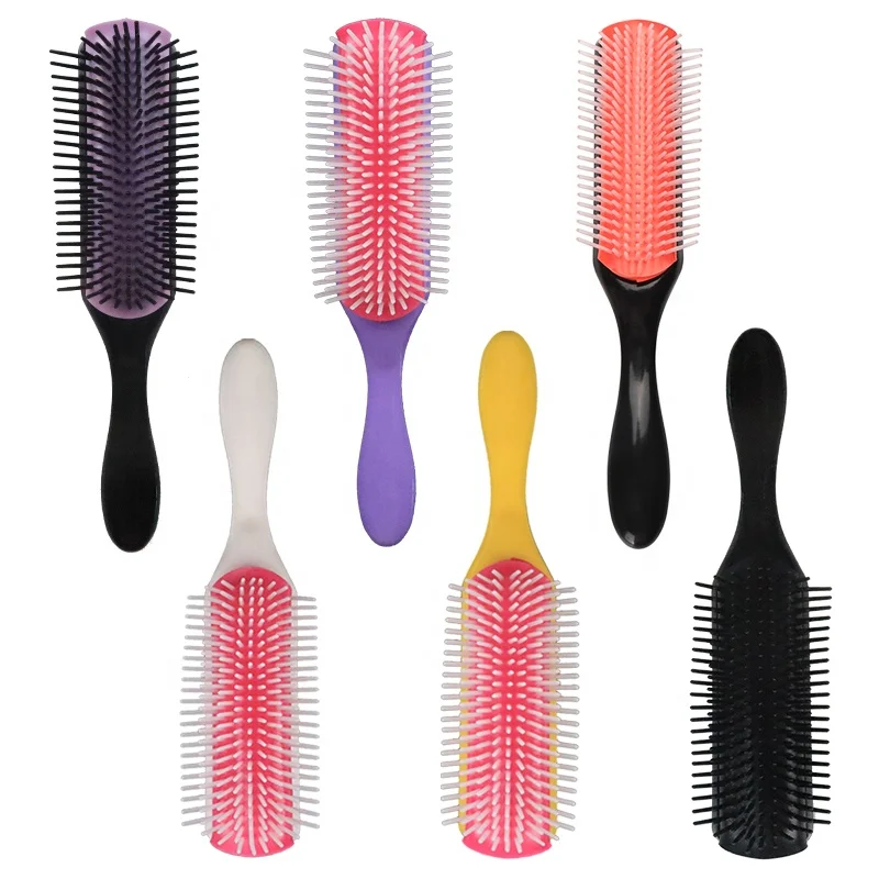 

Wholesale custom logo detachable air cushion styling 9 row denman hair brush, Black