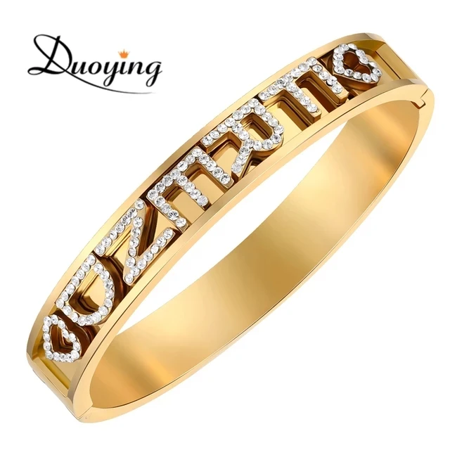 

Custom Slider Charm Name Bracelet Jewelry Stainless Steel DIY Initial Name Sliding Letters Charms Bracelet Slide Bangle, Rose gold/gold/silver