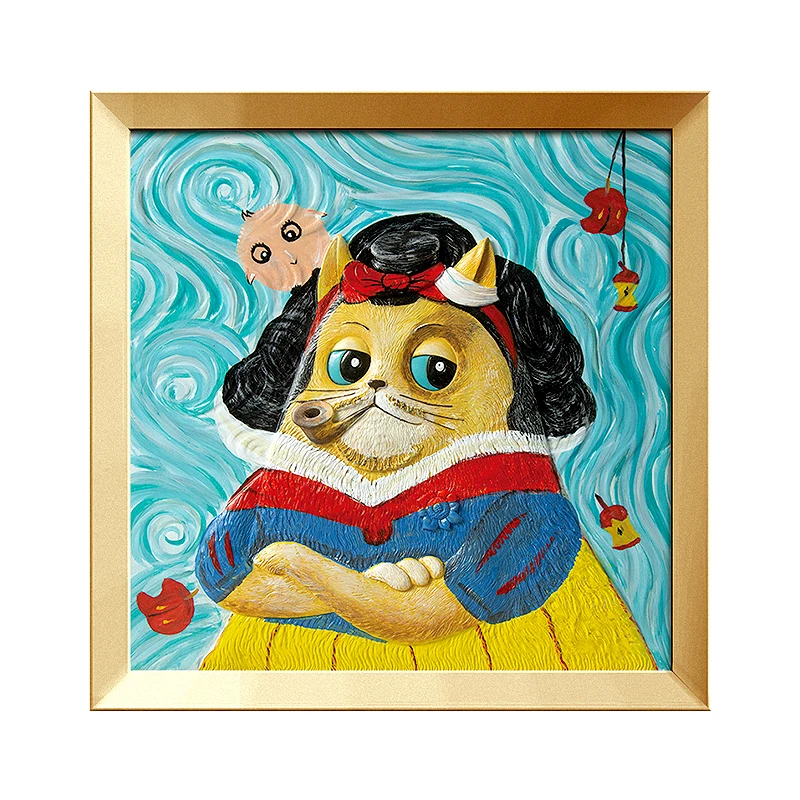 

Relife Original Van Gogh Gift DIY Handmade Painting Cartoon Cat Pictures Diy Art Drawing Diy Children's Paint, Diy color