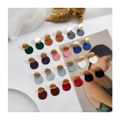 

Fashion Cooper Alloy Handmade Round Polymer Clay stitching Earrings For Women Jewelry