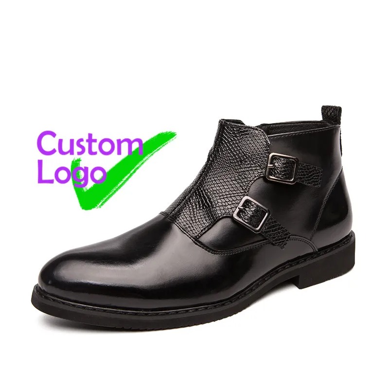 

Slip on Leather Formal Shoes Long Buckle Shoes Men Leather Grain Turkey Men Shoes Leather Design Haute Qualite Side Zipper