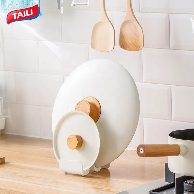 

Oilproof Powerful Kitchen Storage Organizer Shelves Cookware cover Pan Pot Lid Pot Cover Storage Holders, White