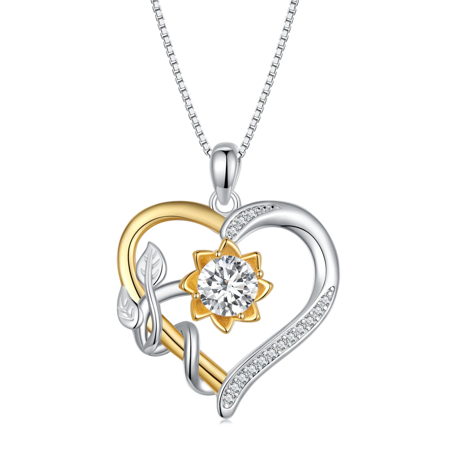 

925 Sterling Silver 1ct 6.5mm Moissanite Necklaces Heart Necklaces Flower Necklaces