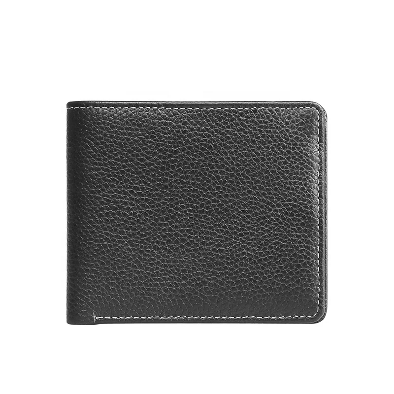 

High-grade leather wallet full grain leather wallet RFID slim for men custom hombre Carteras de cuero purse, Black