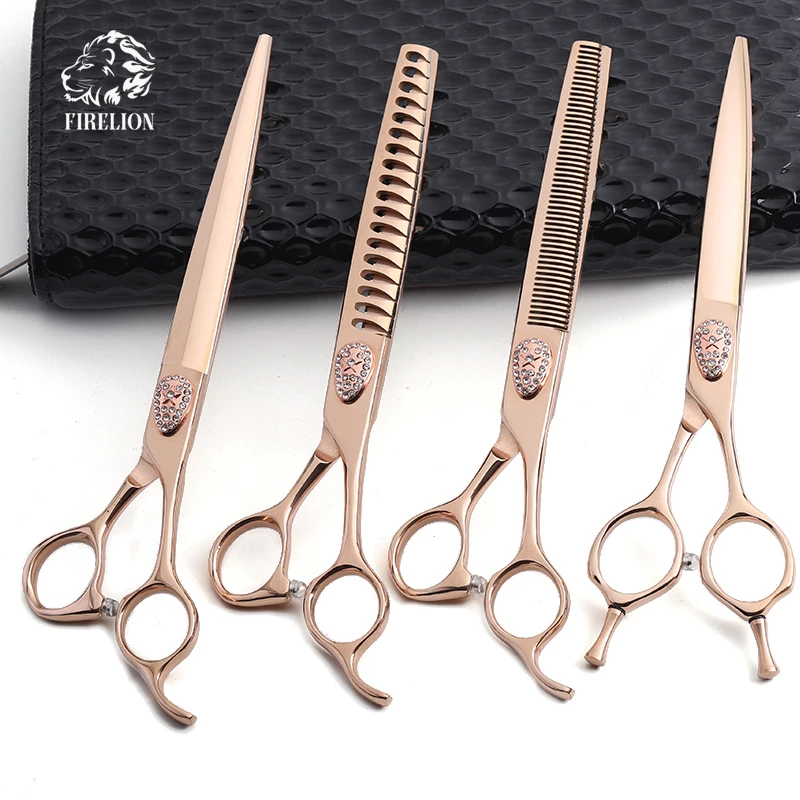 

Professional High Quality 440C Stainless Steel Gold Scissors For Dog Pet Grooming Scissors Set, Rose gold