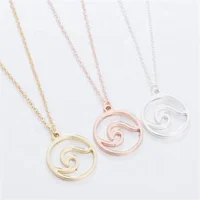 

Yiwu Aceon Stainless Steel Movie Element Trendy Ocean Life Waves Necklace Pendant with Chain Beach Nautical Surfing Pendant