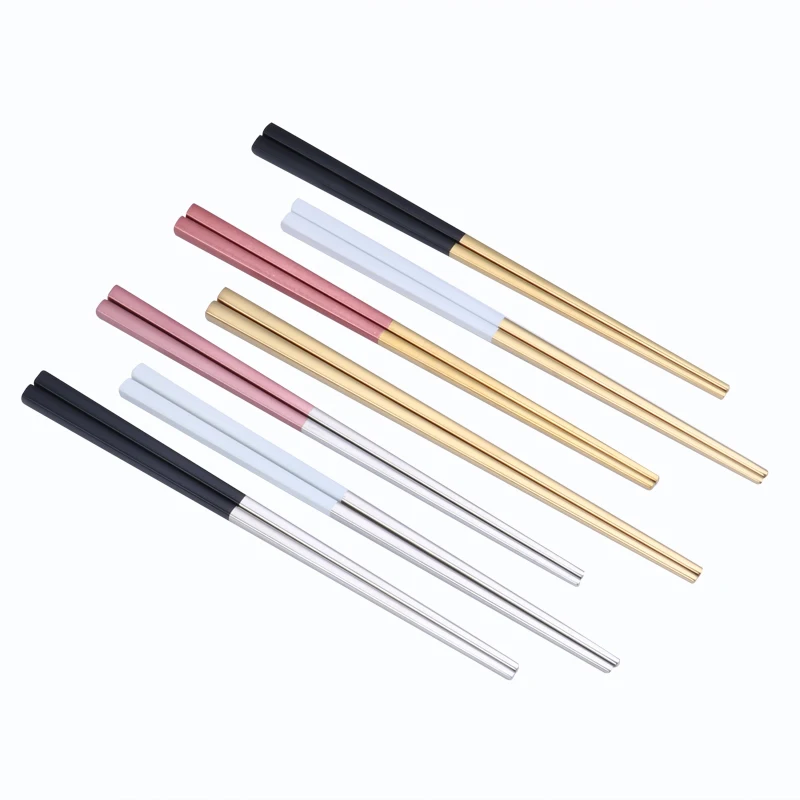 

304 Food Grade Stainless Steel Chopsticks with Colorful Handle, White,pink,black