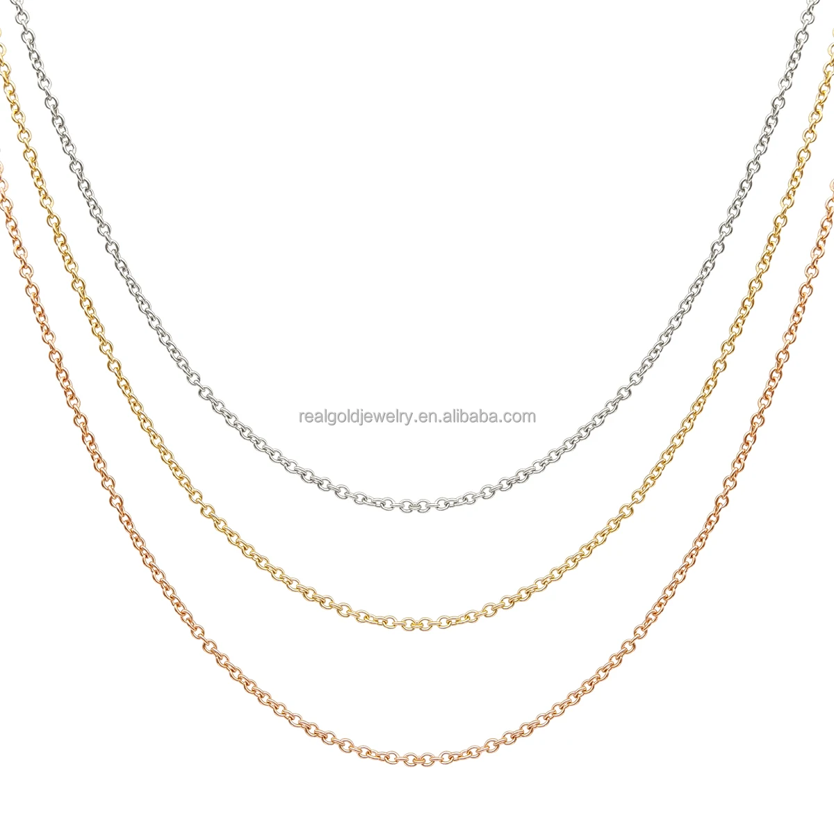 

New Arrivals Solid 14K 18K Real Gold 14K Real Gold Thickness 1.0mm Cable O Chain Necklace Jewelry for Women Gift