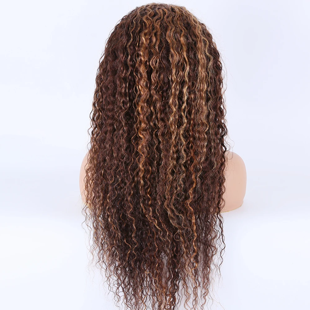 

Premier 13x4 Curly 150% Density Brazilian Brown Blonde Balayage human hair Lace Front Wig