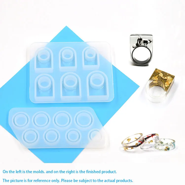 

Crystal epoxy ring mold flat finger ring square head glue ring silicone molds for jewelry making, White