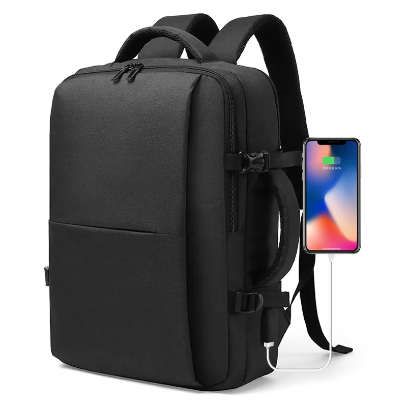 

Customized Men Rucksack Travel Large Capacity Business Waterproof Backpack 15.6 inch Laptop Day Bag with USB, Gray