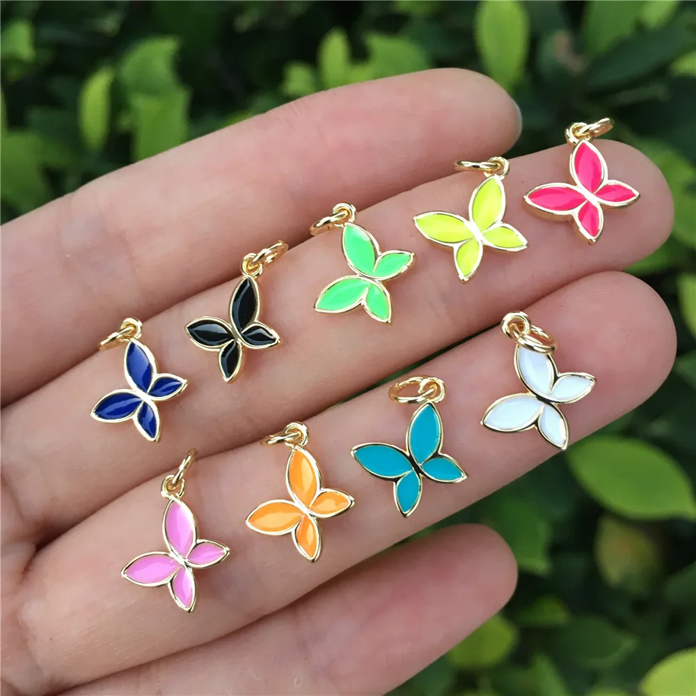 

LS-A3004 amazing beautiful butterfly enamel charm pendant,initial cute gold plating colorful necklace pendant jewelry accessory