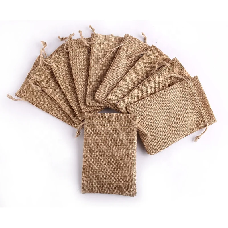 

10 sizes on sale Custom logo small calico bag jute drawstring pouch small cotton bag