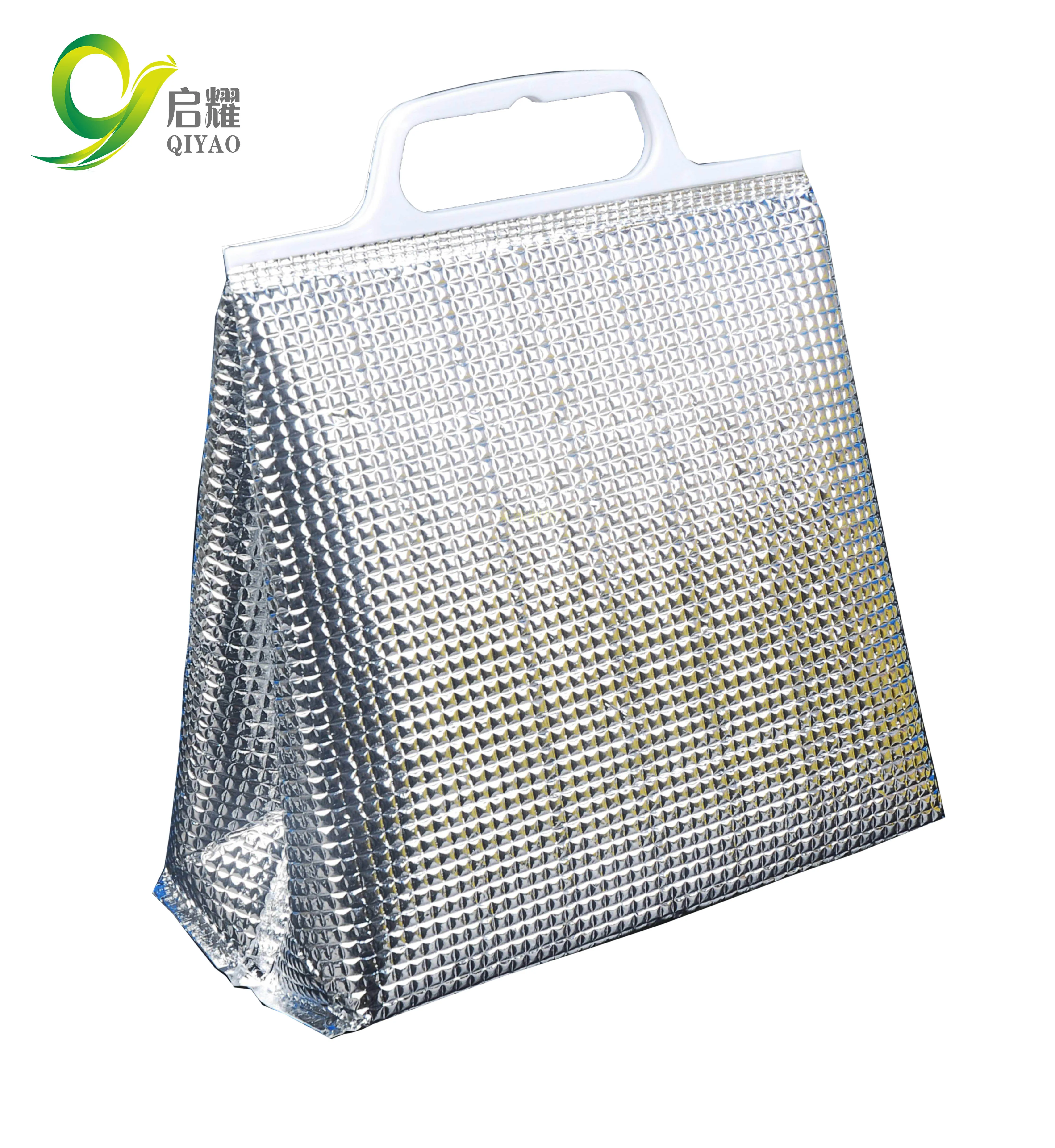 

Portable aluminum foil thermal lined food delivery cooler bag, Silver