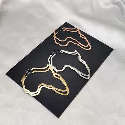 

SHIXIN Minimalist Hollow African Map Drop Earring Gold Silver Rose Gold African Earring Exaggerate Jewelry Earrings for Women