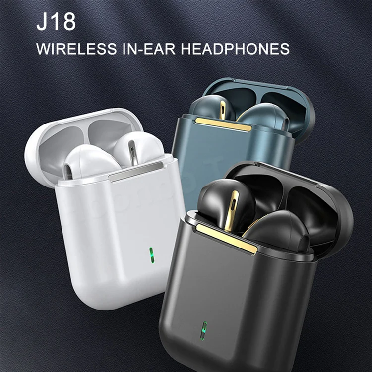 

New Macaron J18 Tws True Wireless Blue tooth Headphones Sport Earbuds For Android Ios Smartphones Touch Control Earphones, Black/white