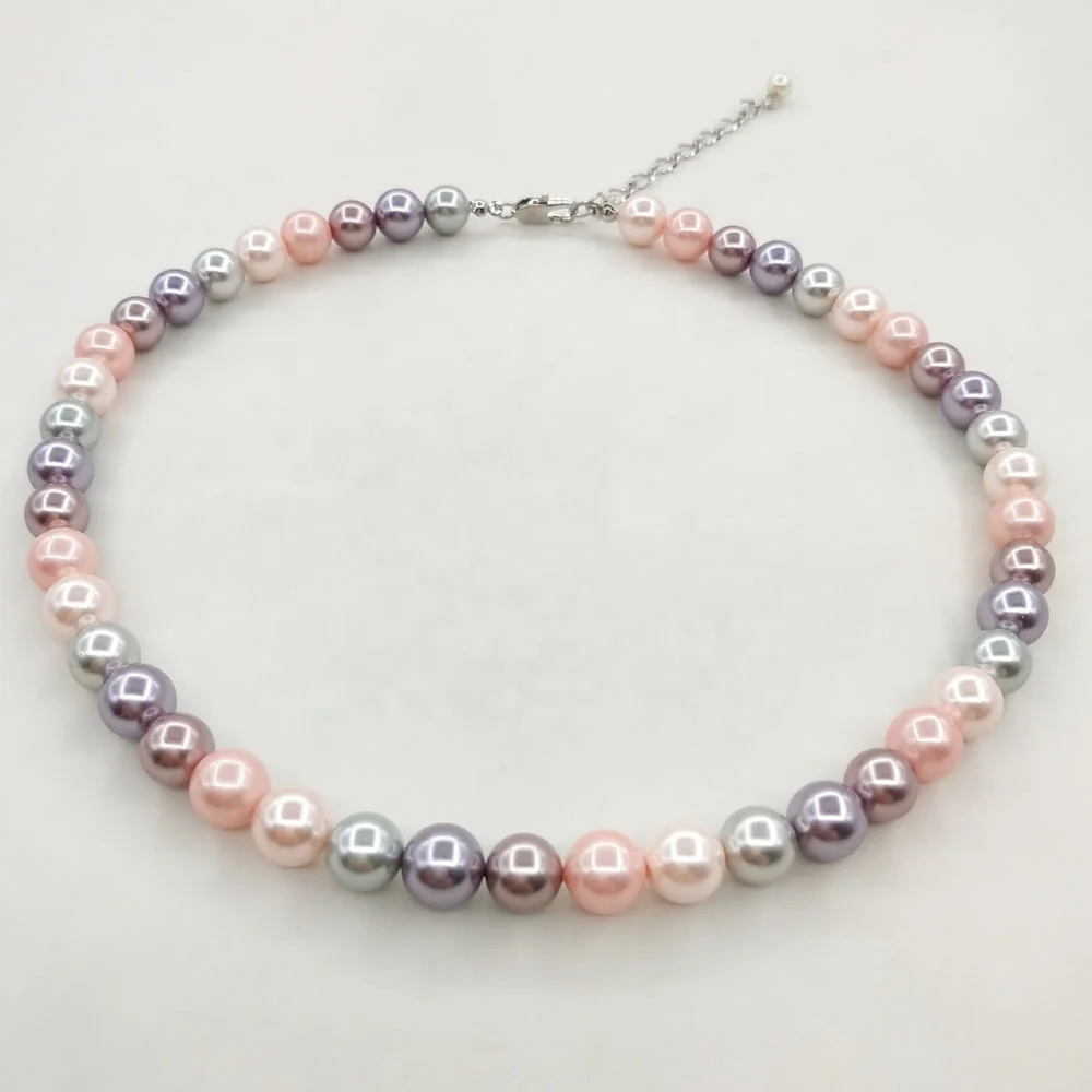 

10mm shell pearl necklace shell choker necklace fashion necklace jewelry, Colorful