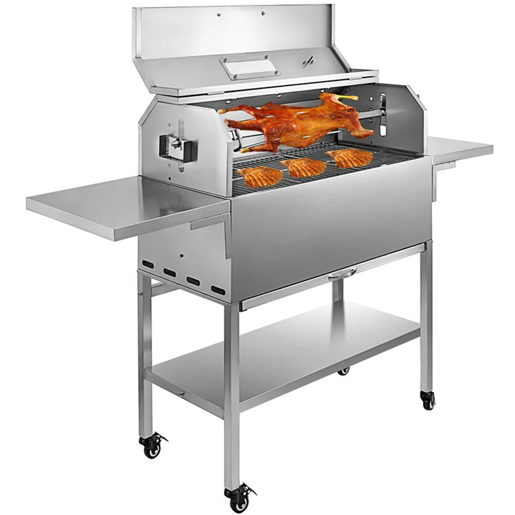 

4 Flexible Caster Wheels Mobile Agile Wide Application Commercial Stainless Steel Charcoal Grill BBQ Barbecue Grill