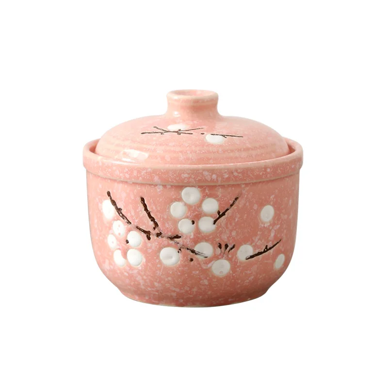 

Hensin 300ml Food Grade Japanese Style Hand-painted Kitchen Round Colorful Safe Ceramic Steamed Egg Microwave Bowls With Lid