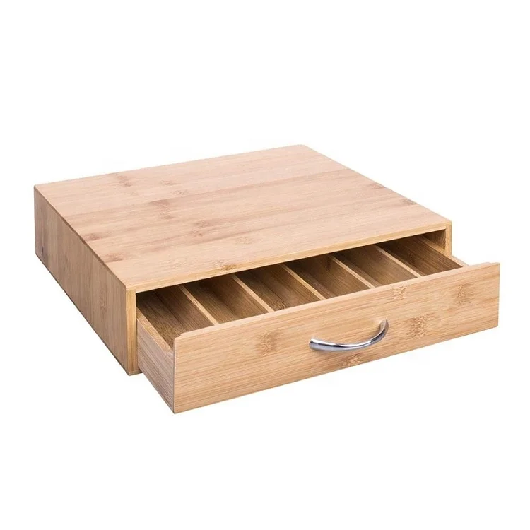 

Desk Bamboo Coffee nespresso capsule Pod Holder Drawer Cabinet, Natural bamboo