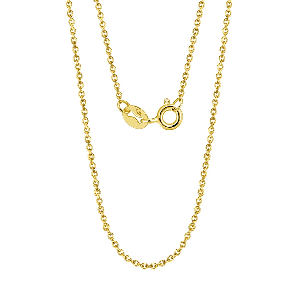 

RINNTIN FC02 Real 10K Solid Yellow /Rose / White Gold 1.0mm Cable Chain Necklace for Women