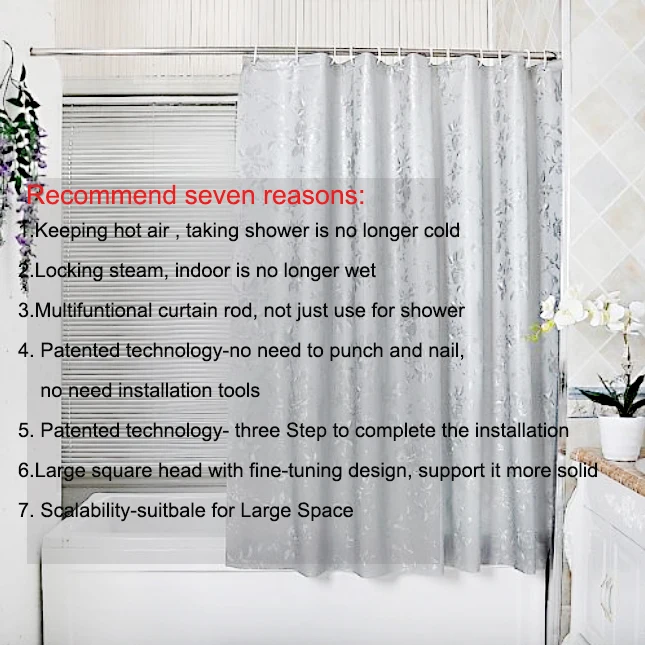 Hot Sell Stainless Steel Shower Telescopic Tension Wholesale Curtain