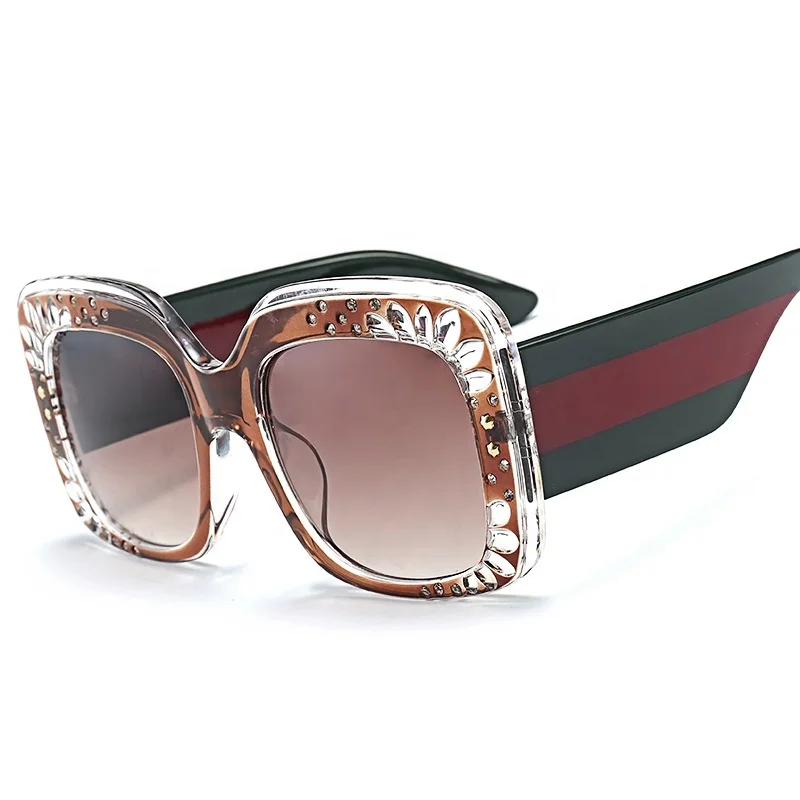 

2021 Fashion Square Ladies Diamond-Encrusted Sunglasses