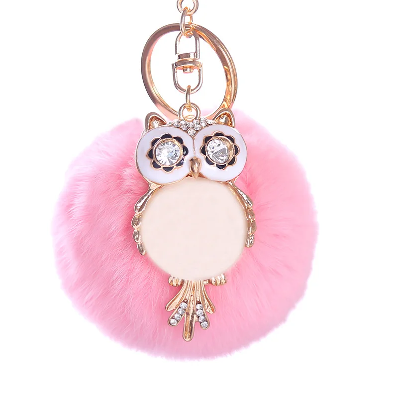 

New high fashion night owl animal keychain ball ornament pendant metal keyring decoration
