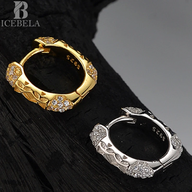 

18K Gold Plated Irregular Texture Huggie Statement Hoop Earrings Tarnish 925 Silver Fashion Jewelry Ear Clip For Girls