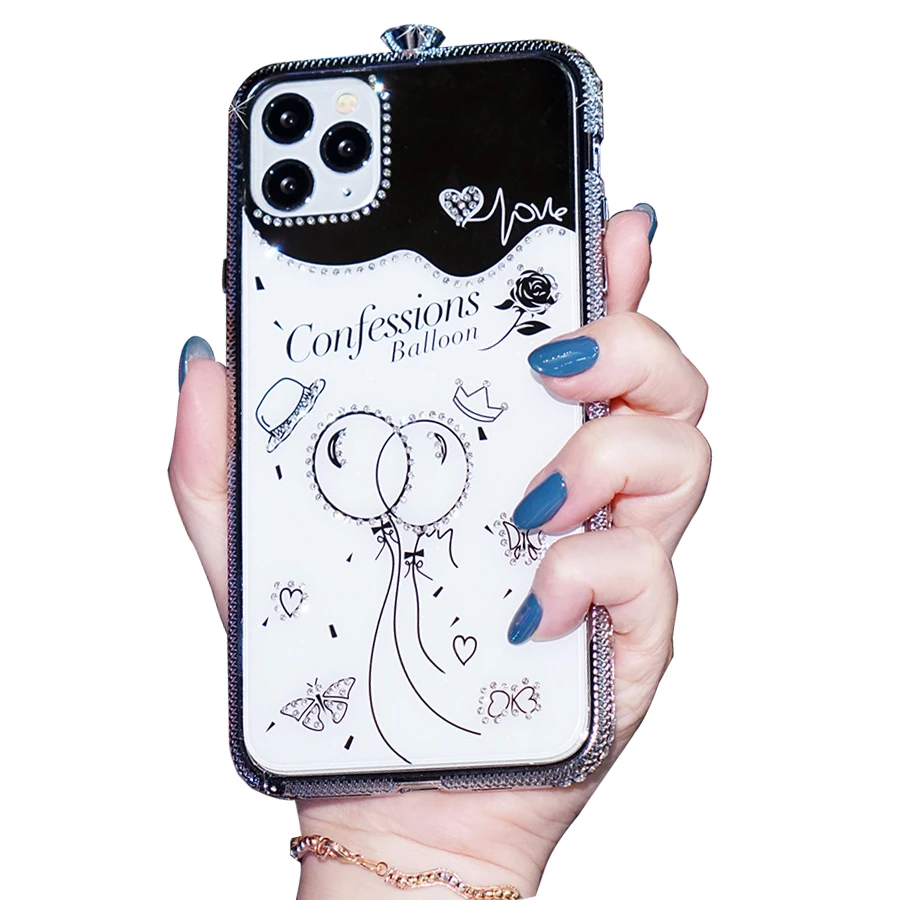 

P0051-1 Cheap good selling Metal-decal Fine Flash Antishock Cellphone Hard Mobile Phone Case 2021 for iPhone 7, 4 colors