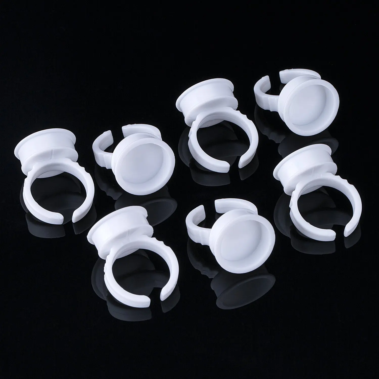 

Makeup Rings Ink Cups Makeup Glue Rings Tattoo Disposable Glue Holder Adhesive Makeup Ring Palette for Eyelash Extension Nail, White