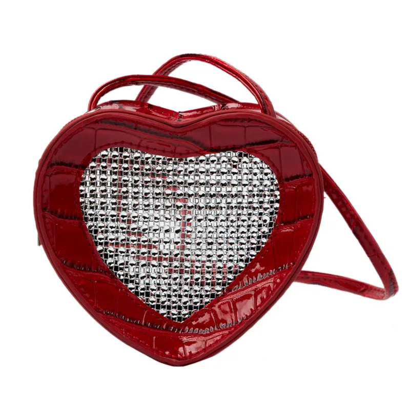 

Diamond mini bag for women new summer 2021 Korean version chic simple heart shaped shoulder cross-body bags, Red