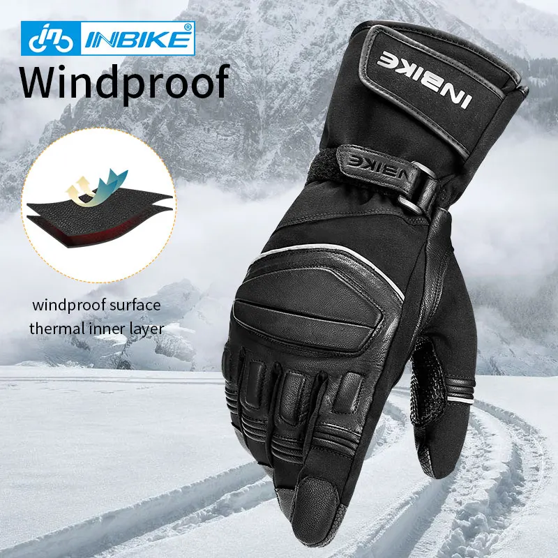 

INBIKE Winter Mens Thermal Full Finger Windproof Sport Waterproof Racing Motorcycle Gloves CW861, Black