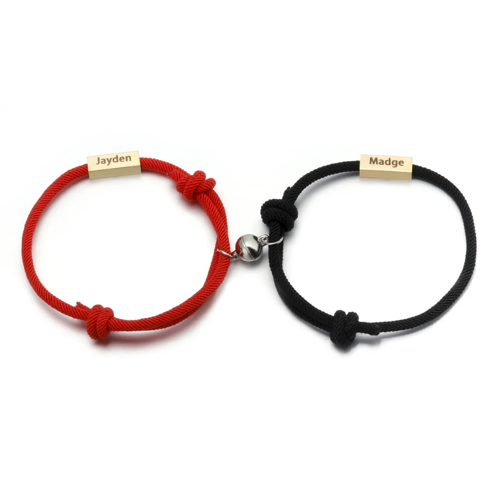 

Red Rope Braided Jayden and Madge Couple Bracelet Custom Magnetic Bracelet