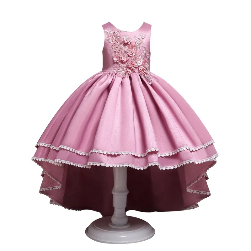 

Girl princess dress lace tuxedo dress embroidered front piece satin show dress host flower children's wear A666