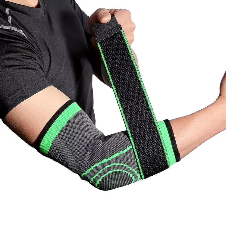 

NATUDON New Wholesale Nylon Unisex Elbow Brace Compression Support Best Sleeve for Tendonitis And Tennis Elbow protector, Black+green